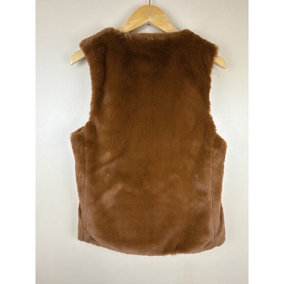 Stella & Dot Soft Faux Fur Vest Women XS Rusty Brown NWT Cozy Open Front - Picture 5 of 11